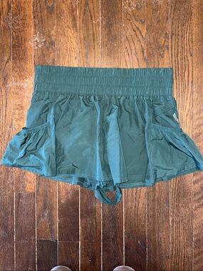 Free People Get Your Flirt on Forest Green Athletic Skort with Built-In Shorts